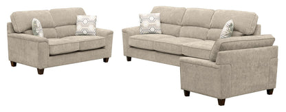 Lyric 88.1" Chenille Fabric Sofa with Reversible Seat Cushions, Accent Pillows and Wood Legs - Taupe | Sofa Lyric de 88,1 po en tissu de chenille avec coussins de siège réversibles, coussins décoratifs et pattes en bois - taupe