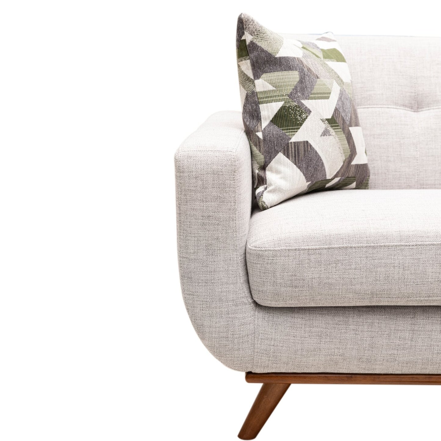 Kort & Co. Freeman 80” Linen-Look Fabric Condo Size Sofa with Wood Legs - Dove White | Sofa Freeman de Kort & Co. de 80 po de format condo en tissu d’apparence lin avec base et pattes en bois - blanc colombe