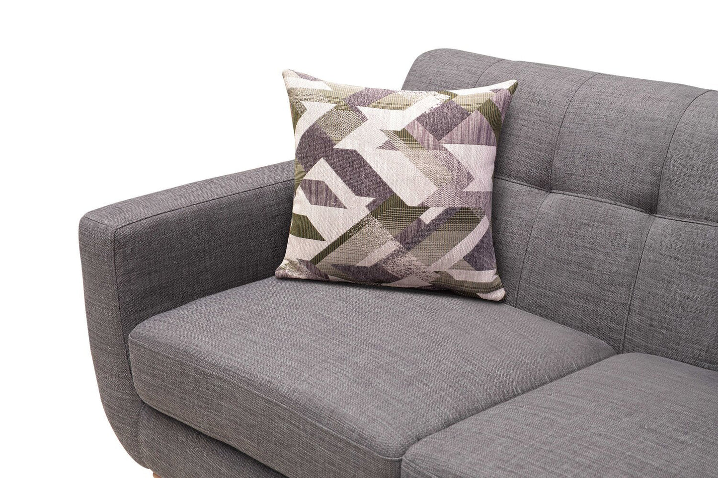 Kort & Co. Freeman 88" Linen-Look Fabric Sofa with Wood Base and Tufted Back Cushions - Charcoal Grey | Sofa Freeman Kort & Co. de 88 po en tissu d’apparence lin avec pattes en bois et coussins de dossier capitonnés - gris anthracite