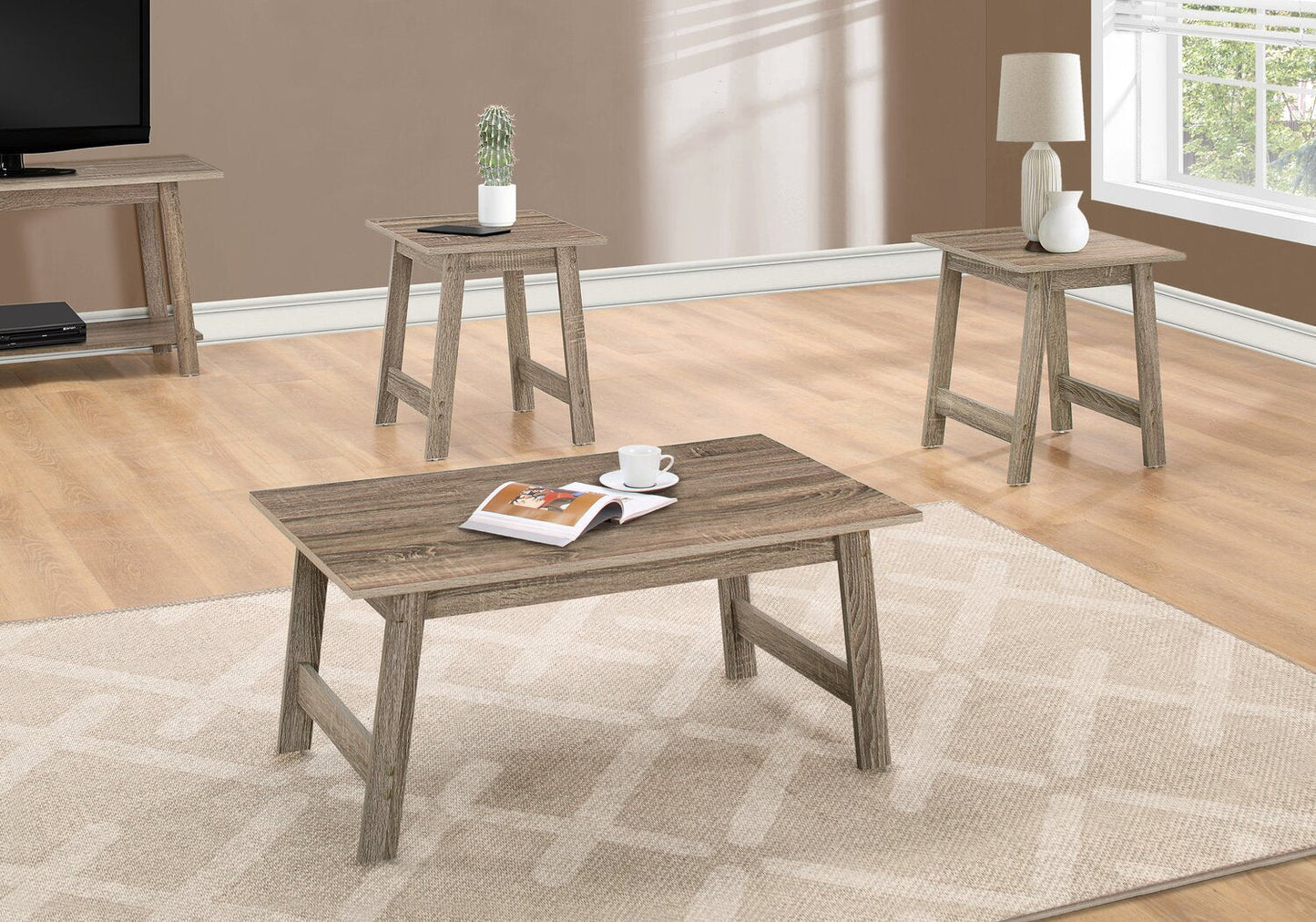 Jacey 36" Modern 3-Pack Coffee + 2 End Tables - Dark Taupe |Ensemble 3 tables modernes Jacey de 36 po (table à café et 2 tables de bout) - taupe foncée