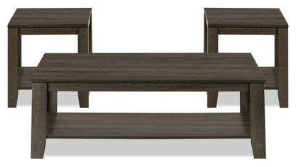 Lincoln 42" Traditional 3-Pack Coffee + 2 End Tables with Shelf - Black Brown |Ensemble 3 tables traditionnelles Lincoln de 42 po (table à café et 2 tables de bout) avec tablette - brun-noir