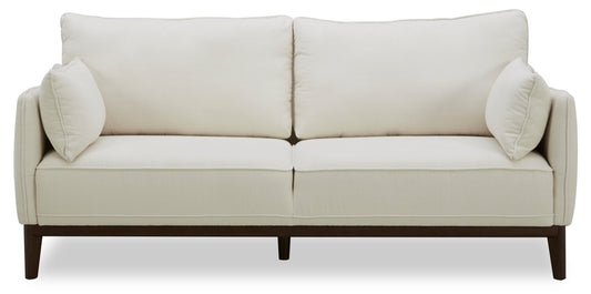 Cindy Crawford Home Gena 78.7" Linen-Look Fabric Condo Size Sofa with Removable Back Cushions - Cotton White | Sofa Gena de Cindy Crawford Home de 78,7 po de format condo en tissu d’apparence lin avec coussins de dossier amovibles - blanc coton