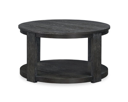 Declan 31.5" Modern Round Coffee Table with Shelf & Casters - Black | Table à café ronde Declan moderne de 31,5 po avec tablette - noire