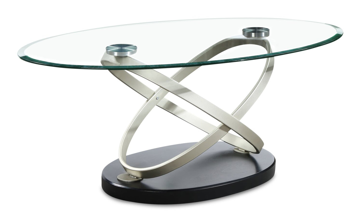 Vikki 48" Modern Oval Glass Top Coffee Table - Glass with Metal Base|Table à café ovale moderne Vikki de 48 po avec dessus en verre - verre avec base en métal