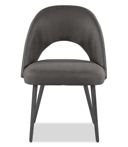 Elijah Dining Chair with Linen-Look Fabric, Metal - Grey | Chaise de salle à manger Elijah en tissu d’apparence lin et en métal - grise