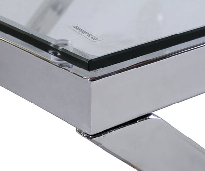 Nixon 47.25" Modern Glass Top Coffee Table - Chrome with Metal Base|Table à café moderne Nixon de 47,25 po avec dessus en verre - chromée avec base en métal