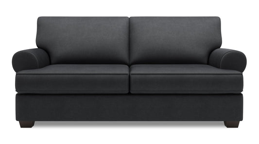 Made in Canada Customizable Sofa Lab Roll 76" Linen-Look Fabric Condo Size Sofa with Rolled Arms - Pax Pepper Grey | Sofa Roll de Sofa Lab de 76 po de format condo fabriqué au Canada en tissu d’apparence lin - gris Pax Pepper | RO092949