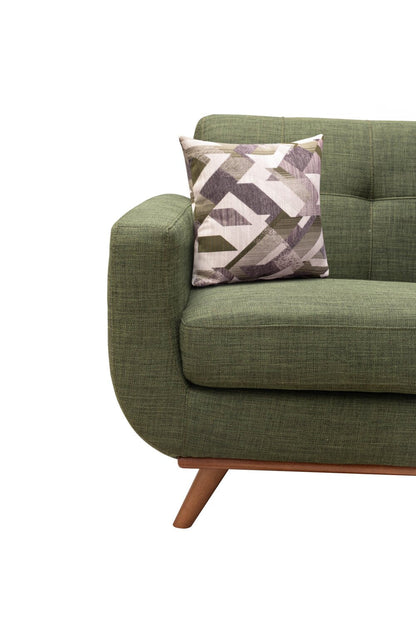Kort & Co. Freeman 88" Linen-Look Fabric Sofa with Wood Base and Tufted Back Cushions - Avocado Green | Sofa Freeman Kort & Co. de 88 po en tissu d’apparence lin avec pattes en bois et coussins de dossier capitonnés - vert avocat