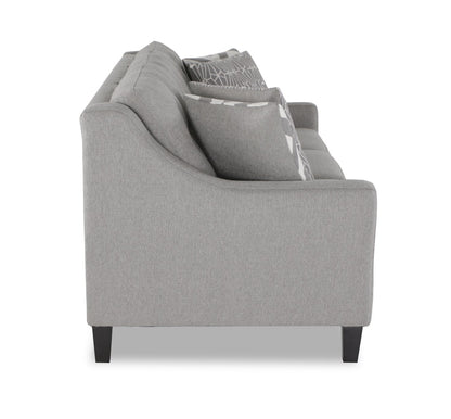 Made in Canada Cindy Crawford Home Kylie 78" Linen-Look Sofa with Wood Legs - Zeus Grey | Sofa Kylie de Cindy Crawford Home de 78 po fabriqué au Canada en tissu d’apparence lin avec pattes en bois - gris Zeus