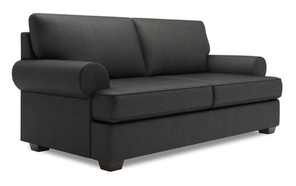 Made in Canada Customizable Sofa Lab Roll 76" Linen-Look Fabric Condo Size Sofa with Rolled Arms - Luna Kohl Grey | Sofa Roll de Sofa Lab de 76 po de format condo fabriqué au Canada en tissu d’apparence lin - gris Luna Kohl | RO092691