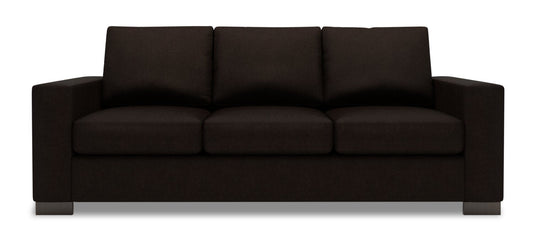 Made in Canada Customizable Sofa Lab Track 85" Chenille Fabric Sofa with Track Arms - Luxury Chocolate Brown | Sofa Track de Sofa Lab de 85 po fabriqué au Canada en tissu de chenille avec accoudoirs rectilignes - brun Luxury Chocolate | TR103293