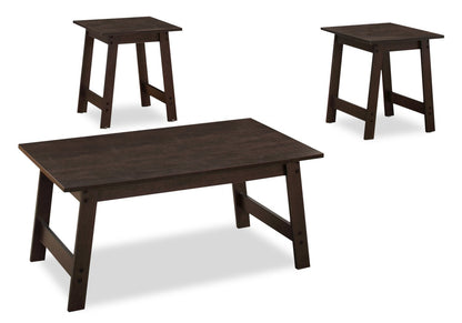 Jacey 36" Modern 3-Pack Coffee + 2 End Tables - Espresso |Ensemble 3 tables modernes Jacey de 36 po (table à café et 2 tables de bout) - espresso
