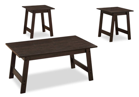 Jacey 36" Modern 3-Pack Coffee + 2 End Tables - Espresso |Ensemble 3 tables modernes Jacey de 36 po (table à café et 2 tables de bout) - espresso