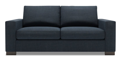 Made in Canada Customizable Sofa Lab Track 75" Linen-Look Fabric Condo Size Sofa with Track Arms - Luna Sailor Blue | Sofa Track de Sofa Lab de 75 po de format condo fabriqué au Canada en tissu d’apparence lin - bleu Luna Sailor | TR092491
