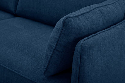 Cindy Crawford Home Gena 78.7" Linen-Look Fabric Condo Size Sofa with Removable Back Cushions - Midnight Blue | Sofa Gena de Cindy Crawford Home de 78,7 po de format condo en tissu d’apparence lin avec coussins de dossier amovibles - bleu minuit