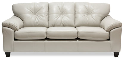 Made in Canada Addison 86" Leather-Look Fabric Sofa with Removable Seat Cushion and Tufting - Beige | Sofa Addison de 86 po fabriqué au Canada en tissu d’apparence cuir avec coussin de siège amovible et capitonnage - beige