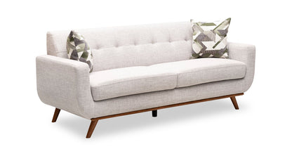 Kort & Co. Freeman 80” Linen-Look Fabric Condo Size Sofa with Wood Legs - Dove White | Sofa Freeman de Kort & Co. de 80 po de format condo en tissu d’apparence lin avec base et pattes en bois - blanc colombe
