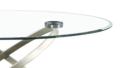 Vikki 48" Modern Oval Glass Top Coffee Table - Glass with Metal Base|Table à café ovale moderne Vikki de 48 po avec dessus en verre - verre avec base en métal