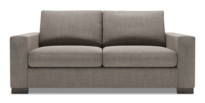 Made in Canada Customizable Sofa Lab Track 75" Linen-Look Fabric Condo Size Sofa with Track Arms - Luna Smoke Grey | Sofa Track de Sofa Lab de 75 po de format condo fabriqué au Canada en tissu d’apparence lin - gris Luna Smoke | TR092391