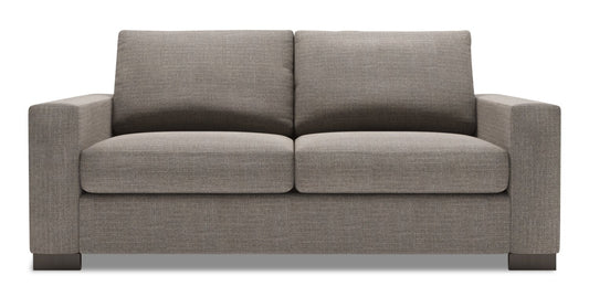 Made in Canada Customizable Sofa Lab Track 75" Linen-Look Fabric Condo Size Sofa with Track Arms - Luna Smoke Grey | Sofa Track de Sofa Lab de 75 po de format condo fabriqué au Canada en tissu d’apparence lin - gris Luna Smoke | TR092391