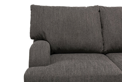 Made in Canada Nofia 80" Chenille Fabric Sofa with Two Accent Pillows and Wood Legs - Charcoal Grey | Sofa Nofia de 80 po fabriqué au Canada en tissu de chenille avec 2 coussins décoratifs et pattes en bois - gris anthracite