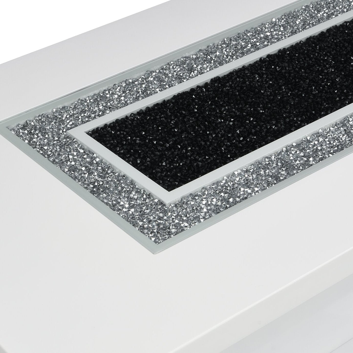 Garbo 52" Glam Coffee Table - White and Silver with Glitter Accents|Table à café somptueuse Garbo de 52 po - blanche et argentée avec touches de paillettes