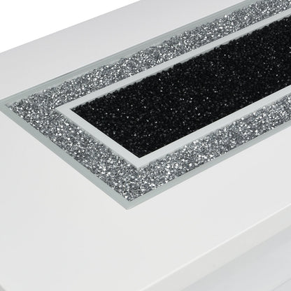 Garbo 52" Glam Coffee Table - White and Silver with Glitter Accents|Table à café somptueuse Garbo de 52 po - blanche et argentée avec touches de paillettes