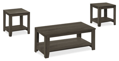 Lincoln 42" Traditional 3-Pack Coffee + 2 End Tables with Shelf - Black Brown |Ensemble 3 tables traditionnelles Lincoln de 42 po (table à café et 2 tables de bout) avec tablette - brun-noir