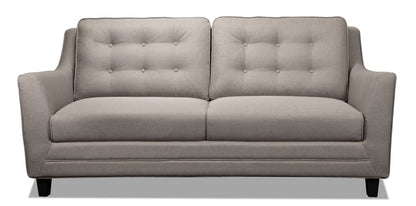 Novalee 75.5" Linen-Look Sofa with Flared Arms and Button Tufting - Taupe | Sofa Novalee de 75,5 po en tissu d’apparence lin avec accoudoirs évasés et capitonnage à boutons - taupe