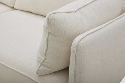 Cindy Crawford Home Gena 78.7" Linen-Look Fabric Condo Size Sofa with Removable Back Cushions - Cotton White | Sofa Gena de Cindy Crawford Home de 78,7 po de format condo en tissu d’apparence lin avec coussins de dossier amovibles - blanc coton