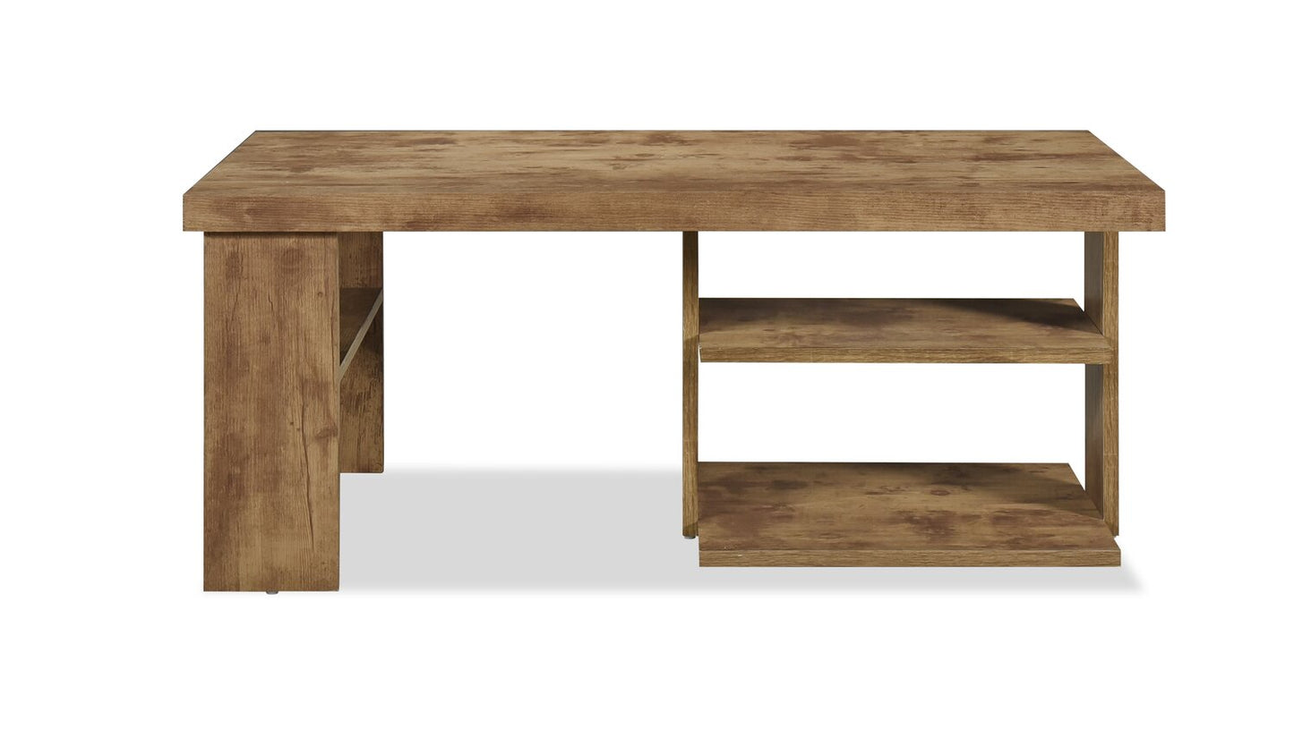 Devon 43.3" Rustic Coffee Table with Shelf - Light Pine Finish Wood|Table à café rustique Devon de 43,3 po avec tablette - bois au fini pin clair