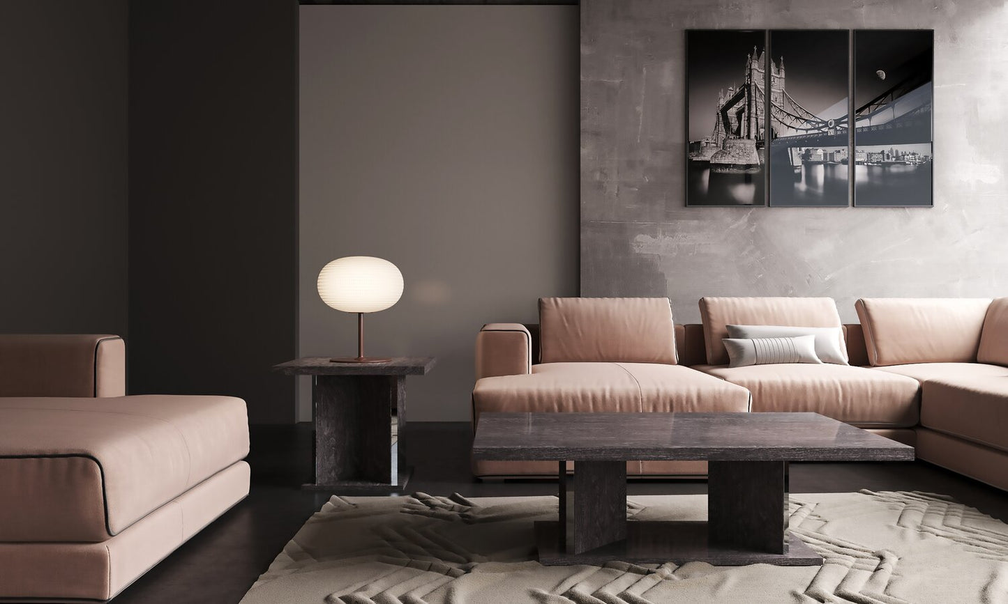 Mara 51.1" Modern Coffee Table - Dark Grey Wood with Lacquer Finish|Table à café moderne Mara de 51,1 po - bois gris foncé avec fini laqué
