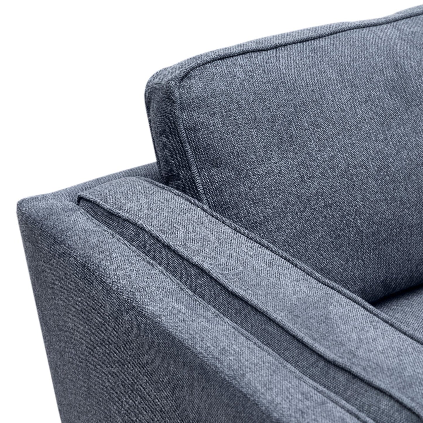 Kort & Co. Kassia 80" Linen-Look Fabric Condo Size Sofa with Wood Base and Legs - Blue | Sofa Kassia de Kort & Co. de 80 po de format condo en tissu d’apparence lin avec base et pattes en bois - bleu