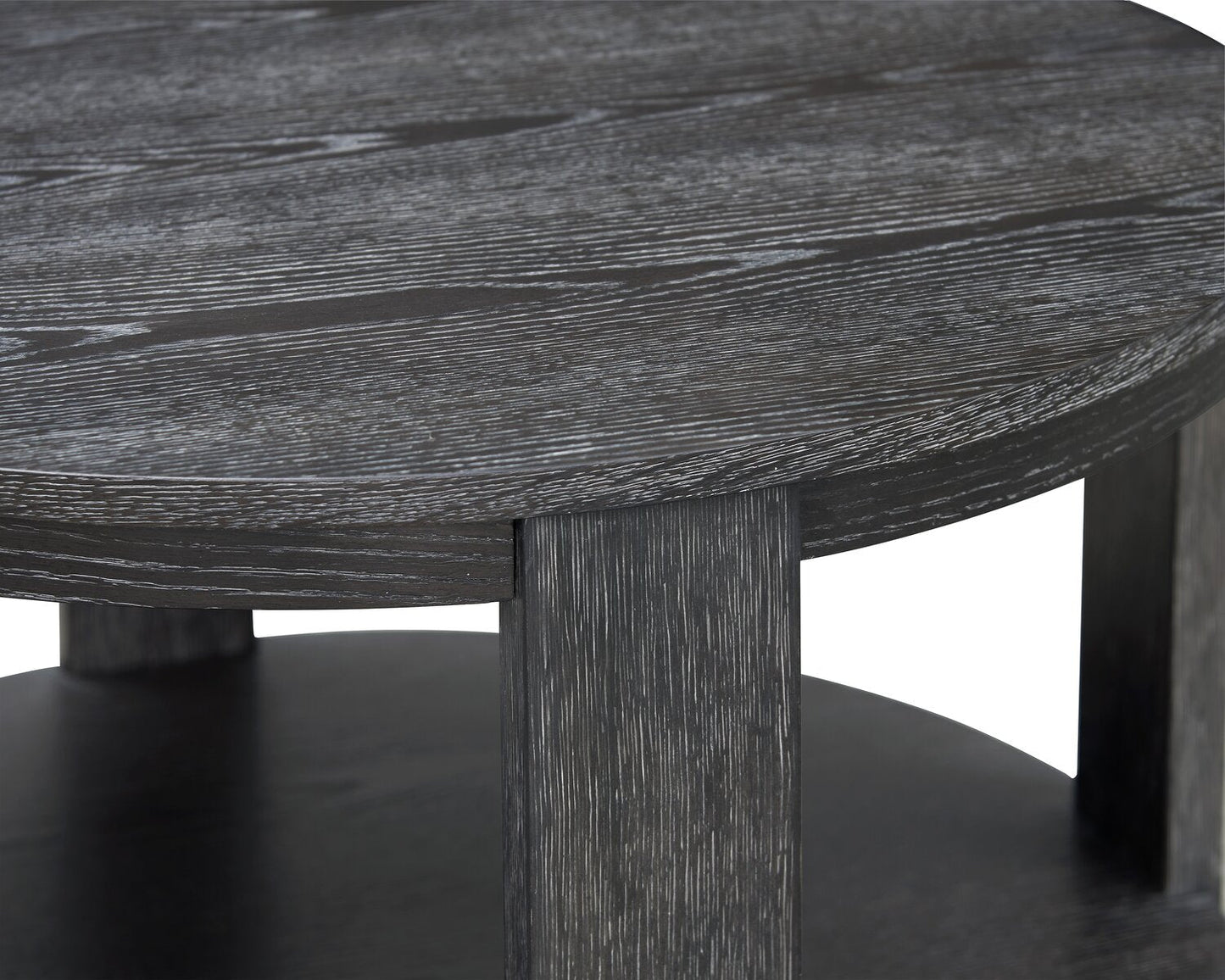 Declan 31.5" Modern Round Coffee Table with Shelf & Casters - Black | Table à café ronde Declan moderne de 31,5 po avec tablette - noire