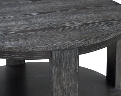 Declan 31.5" Modern Round Coffee Table with Shelf & Casters - Black | Table à café ronde Declan moderne de 31,5 po avec tablette - noire