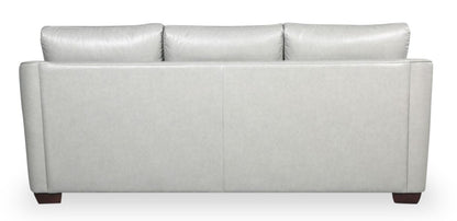 Cindy Crawford Home Royce 84" Genuine Leather Sofa with Removable Cushions and Wood Legs - Dove Grey | Sofa Royce de Cindy Crawford Home de 84 po en cuir véritable avec coussins amovibles et pattes en bois - gris tourterelle