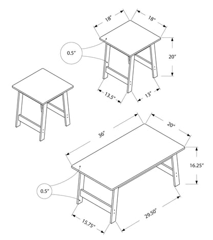Jacey 36" Modern 3-Pack Coffee + 2 End Tables - Espresso |Ensemble 3 tables modernes Jacey de 36 po (table à café et 2 tables de bout) - espresso