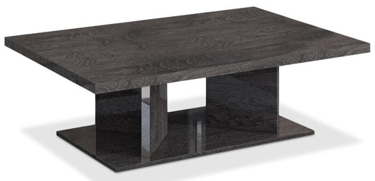 Mara 51.1" Modern Coffee Table - Dark Grey Wood with Lacquer Finish|Table à café moderne Mara de 51,1 po - bois gris foncé avec fini laqué
