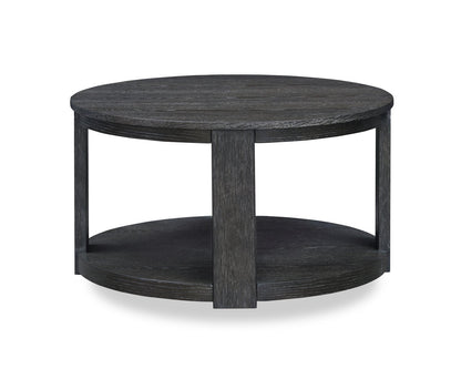 Declan 31.5" Modern Round Coffee Table with Shelf & Casters - Black | Table à café ronde Declan moderne de 31,5 po avec tablette - noire