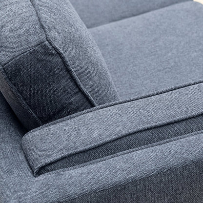 Kort & Co. Kassia 80" Linen-Look Fabric Condo Size Sofa with Wood Base and Legs - Blue | Sofa Kassia de Kort & Co. de 80 po de format condo en tissu d’apparence lin avec base et pattes en bois - bleu