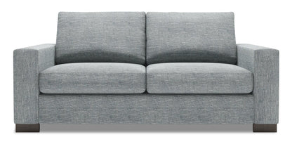 Made in Canada Customizable Sofa Lab Track 75" Linen-Look Fabric Condo Size Sofa with Track Arms - Luna Pewter Grey | Sofa Track de Sofa Lab de 75 po de format condo fabriqué au Canada en tissu d’apparence lin - gris Luna Pewter | TR092291