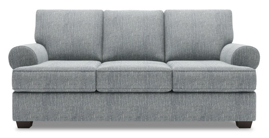 Made in Canada Customizable Sofa Lab Roll 86" Linen-Look Fabric Sofa with Rolled Arms - Luna Pewter Grey  | Sofa Roll de Sofa Lab de 86 po fabriqué au Canada en tissu d’apparence lin avec accoudoirs enroulés - gris Luna Pewter | RO102291