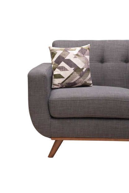 Kort & Co. Freeman 88" Linen-Look Fabric Sofa with Wood Base and Tufted Back Cushions - Charcoal Grey | Sofa Freeman Kort & Co. de 88 po en tissu d’apparence lin avec pattes en bois et coussins de dossier capitonnés - gris anthracite