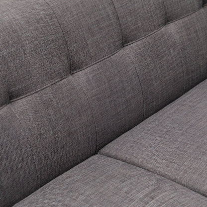 Kort & Co. Freeman 80” Linen-Look Fabric Condo Size Sofa with Wood Legs - Charcoal Grey | Sofa Freeman de Kort & Co. de 80 po de format condo en tissu d’apparence lin avec base et pattes en bois - gris anthracite