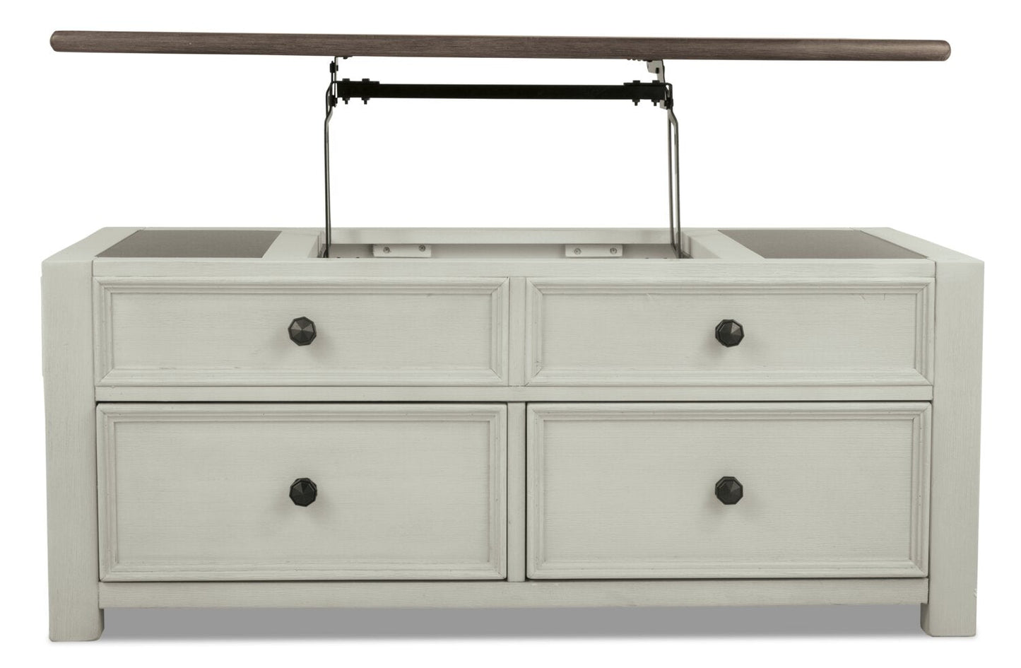 Colby 46" Rustic Lift Top Coffee Table with Storage and Casters - Two Tone Wood|Table à café rustique Colby de 46 po avec dessus relevable, rangement et roulettes - bois deux teintes