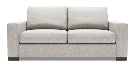 Made in Canada Customizable Sofa Lab Track 75" Chenille Fabric Condo Size Sofa with Track Arms - Luxury Silver | Sofa Track de Sofa Lab de 75 po de format condo fabriqué au Canada en tissu de chenille - argenté Luxury Silver | TR092793