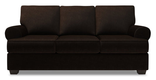 Made in Canada Customizable Sofa Lab Roll 86" Chenille Fabric Sofa with Rolled Arms - Luxury Chocolate Brown | Sofa Roll de Sofa Lab de 86 po fabriqué au Canada en tissu de chenille avec accoudoirs enroulés - brun Luxury Chocolate | RO103293