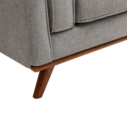 Kort & Co. Kassia 80" Linen-Look Fabric Condo Size Sofa with Wood Base and Legs - Grey | Sofa Kassia de Kort & Co. de 80 po de format condo en tissu d’apparence lin avec base et pattes en bois - gris
