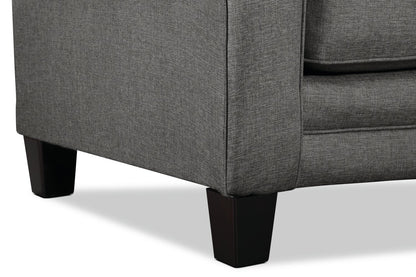 Made in Canada Tula 88" Fabric Sofa with Rolled Arms and Accent Pillows - Steel Grey | Sofa Tula de 88 po fabriqué au Canada en tissu avec accoudoirs enroulés et coussins décoratifs - gris acier