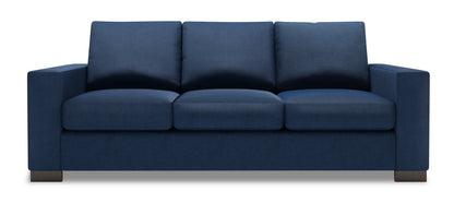 Made in Canada Customizable Sofa Lab Track 85" Linen-Look Fabric Sofa with Track Arms - Pax Navy Blue | Sofa Track de Sofa Lab de 85 po fabriqué au Canada en tissu d’apparence lin avec accoudoirs rectilignes - bleu Pax Navy | TR103149